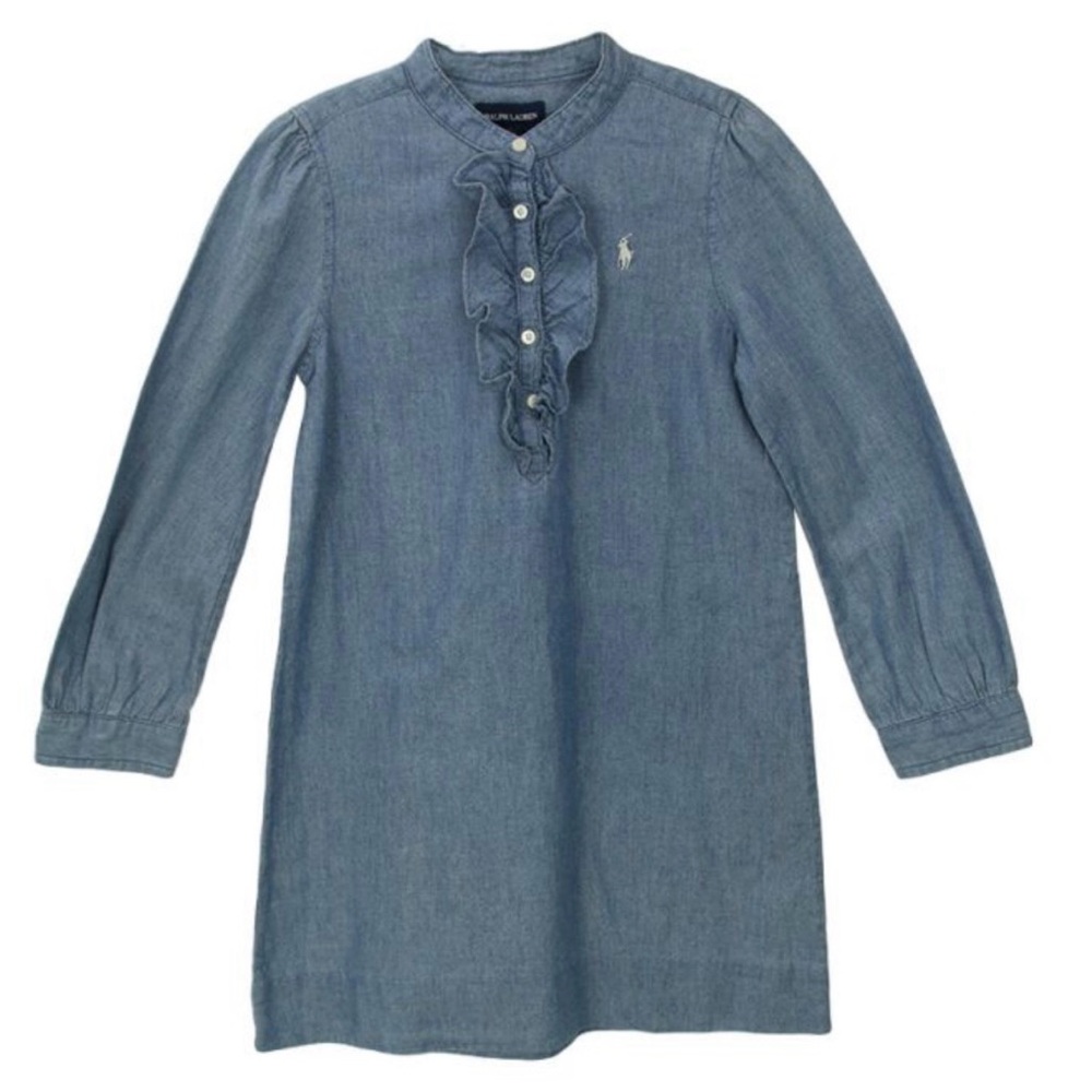 Ralph Lauren girls' blue denim shirt dress. Girl’s size 12